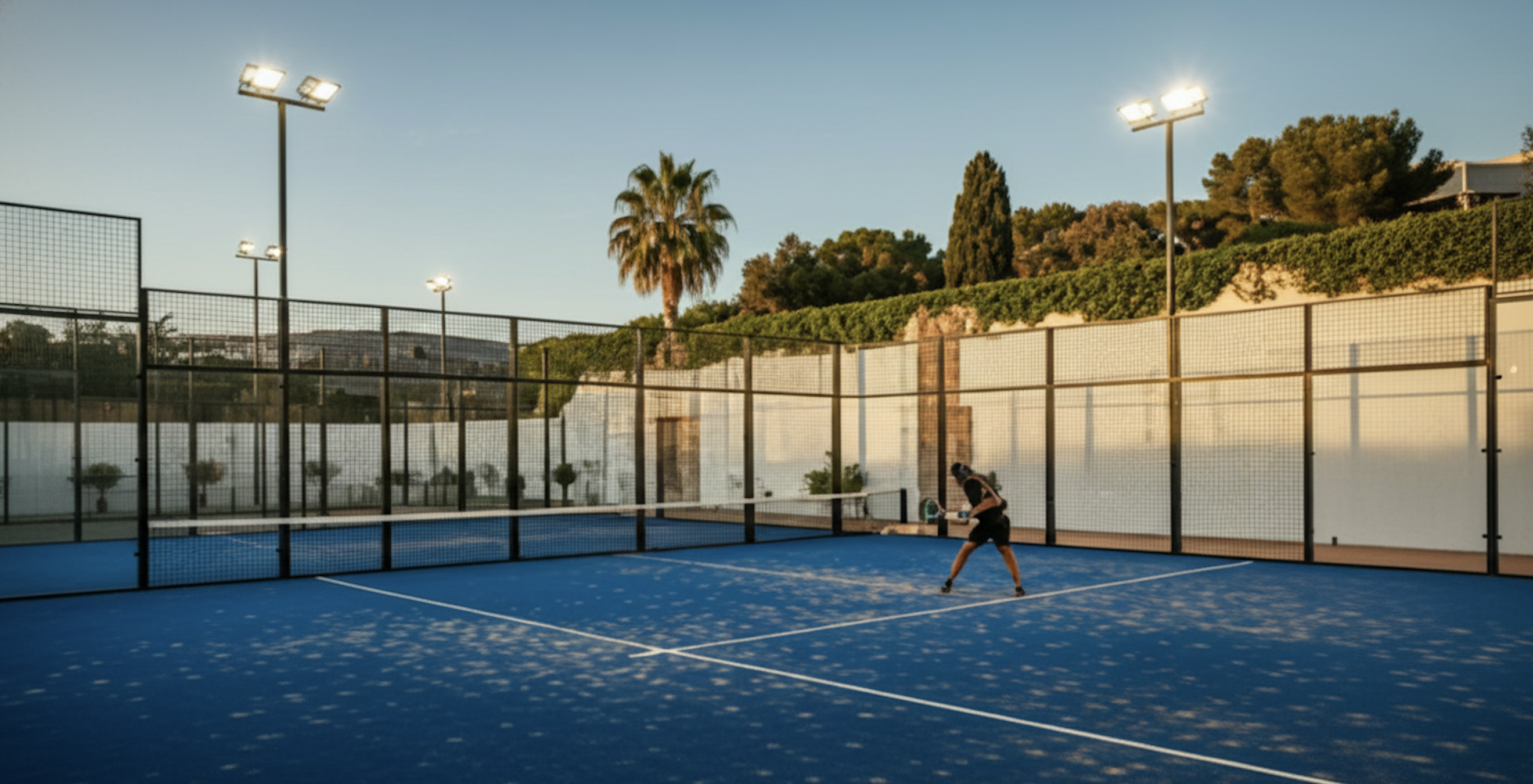 Padel Court in der Abendsonne