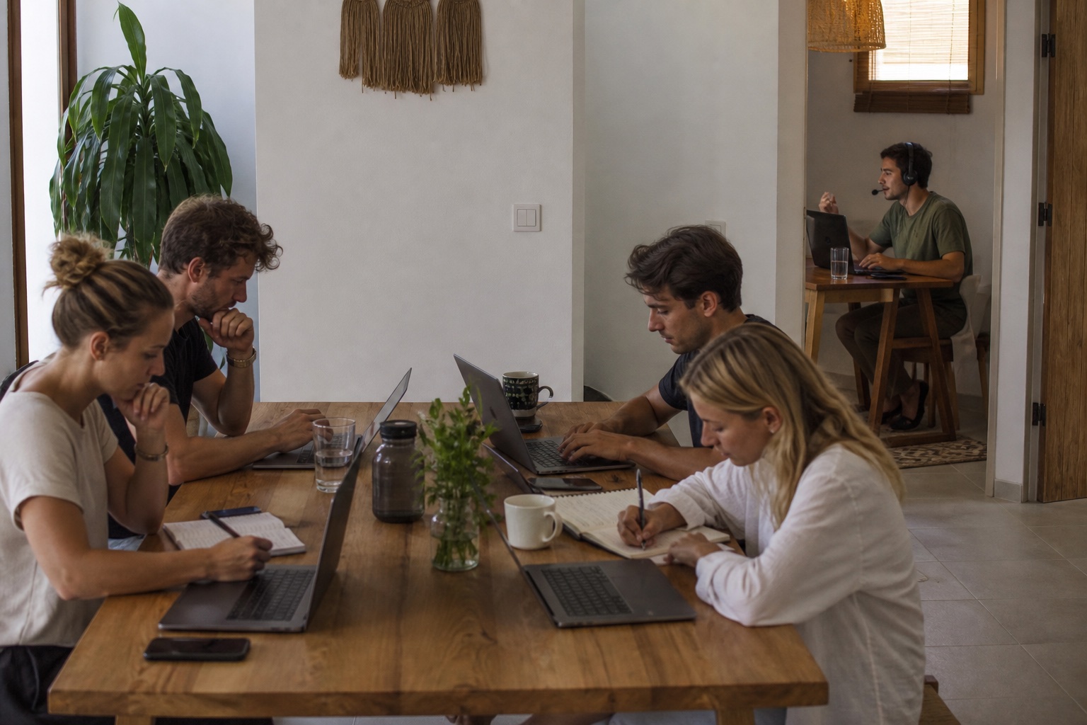 Konzentriertes Arbeiten und separater Videocall in einer Workation-Villa